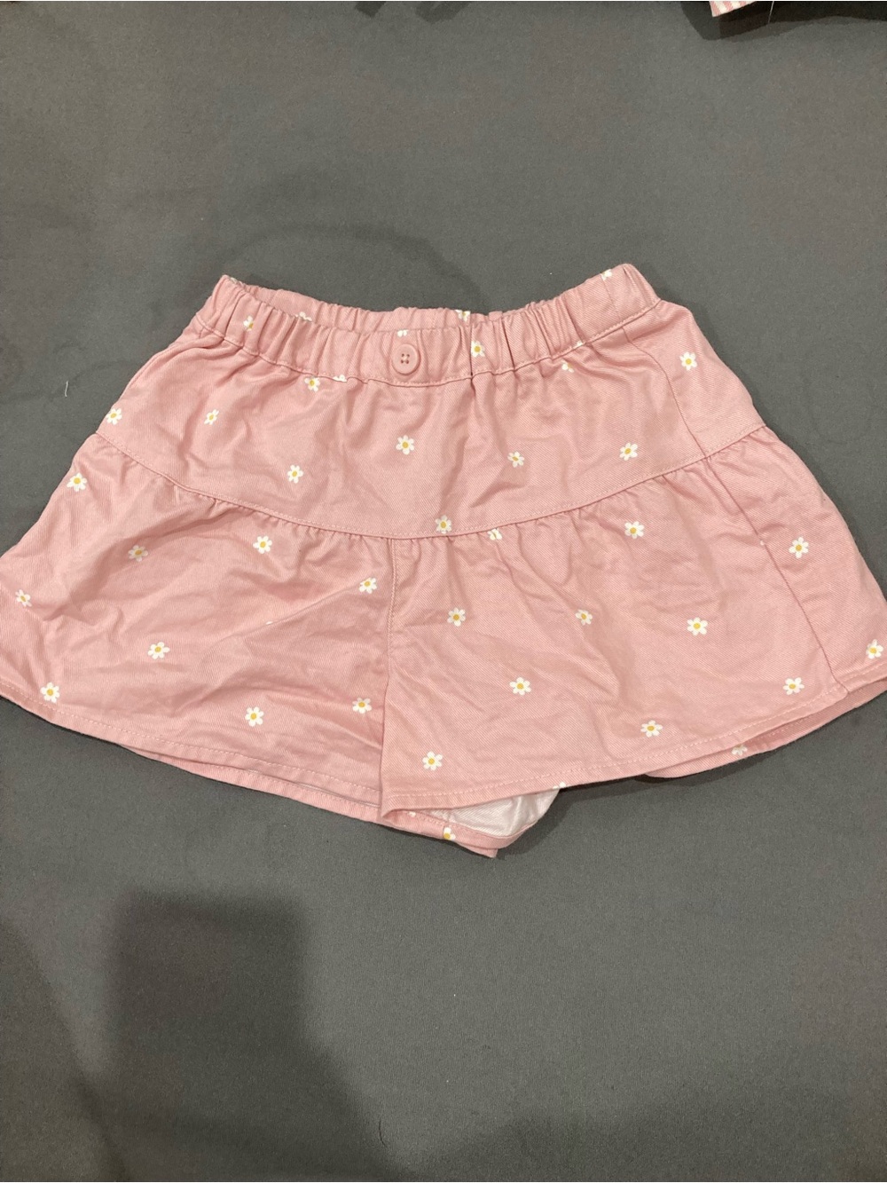 Girls Pink Floral Skort with Elastic Waist